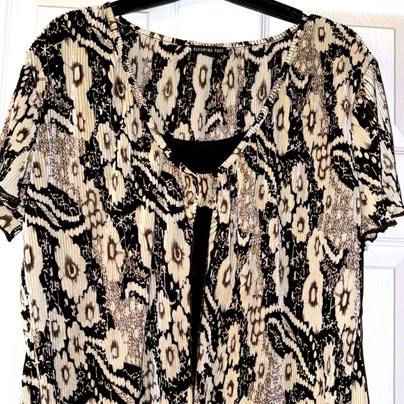 Blooming Rose Brown and Tan Layered Look Top - Picture 2 of 5